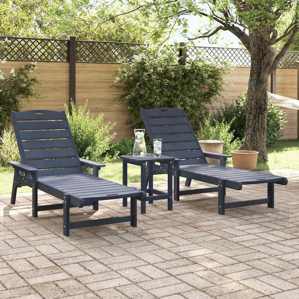Garden Lounge Furniture 3 pcs Navy 38 x 38 x 46cm Polyethylene